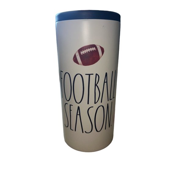 NEW Rae Dunn Slim Can Cooler FOOTBALL Insulated‎ Stainless Steel 12oz - Picture 1 of 5